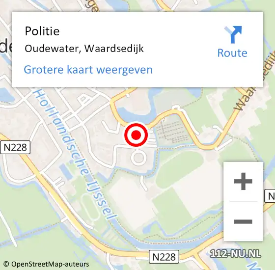 Locatie op kaart van de 112 melding: Politie Oudewater, Waardsedijk op 21 augustus 2021 09:34