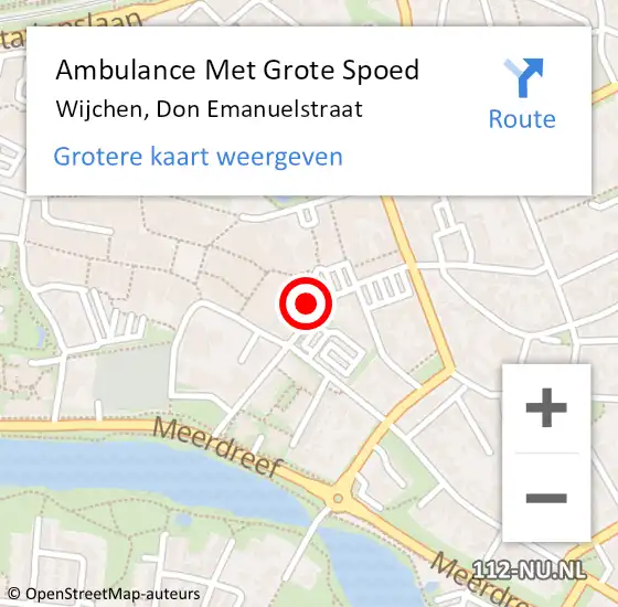 Locatie op kaart van de 112 melding: Ambulance Met Grote Spoed Naar Wijchen, Don Emanuelstraat op 21 augustus 2021 10:18