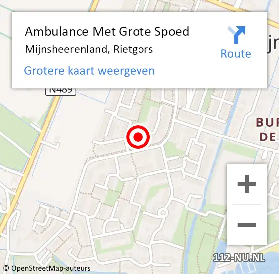 Locatie op kaart van de 112 melding: Ambulance Met Grote Spoed Naar Mijnsheerenland, Rietgors op 21 augustus 2021 10:19