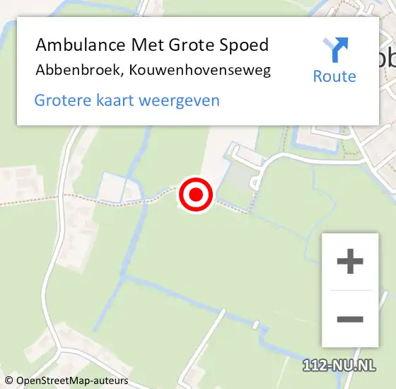 Locatie op kaart van de 112 melding: Ambulance Met Grote Spoed Naar Abbenbroek, Kouwenhovenseweg op 21 augustus 2021 10:31