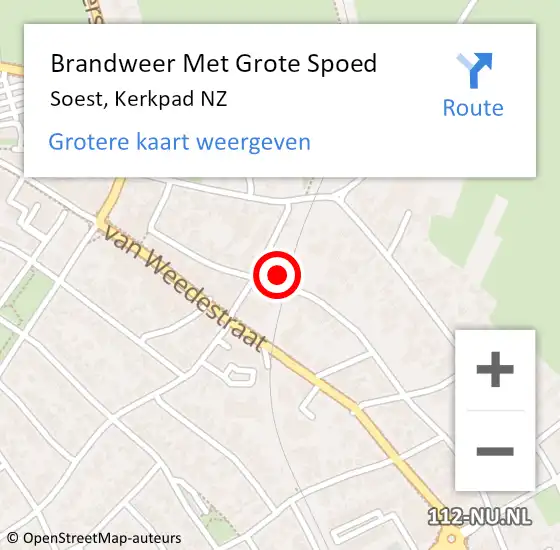 Locatie op kaart van de 112 melding: Brandweer Met Grote Spoed Naar Soest, Kerkpad NZ op 21 augustus 2021 10:44