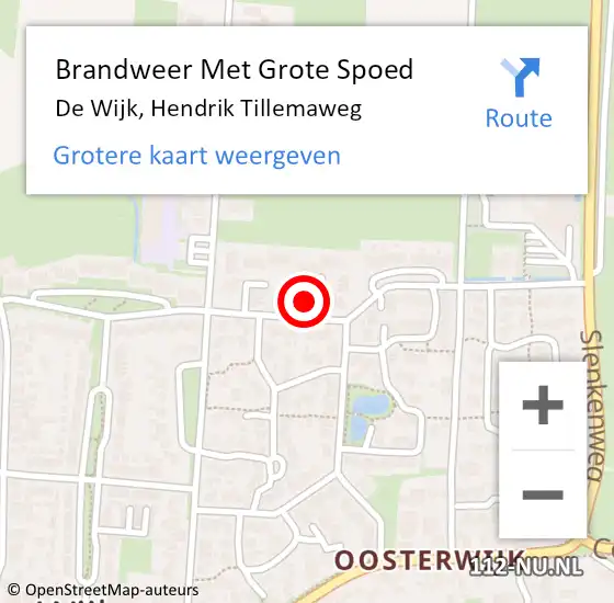 Locatie op kaart van de 112 melding: Brandweer Met Grote Spoed Naar De Wijk, Hendrik Tillemaweg op 21 augustus 2021 10:49