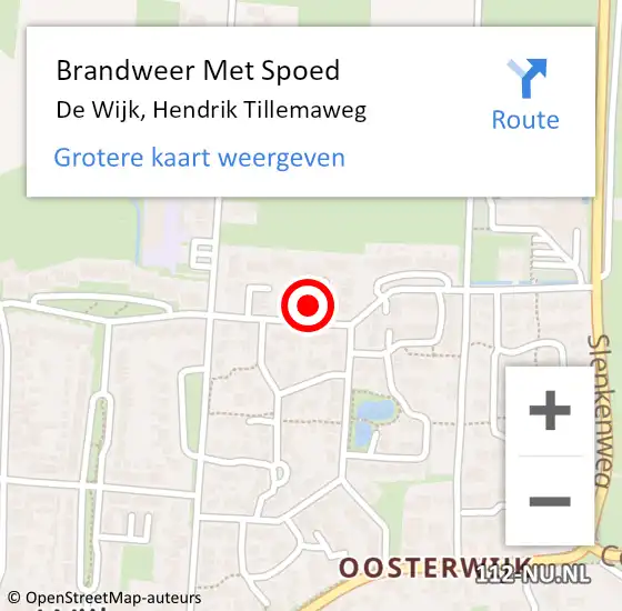 Locatie op kaart van de 112 melding: Brandweer Met Spoed Naar De Wijk, Hendrik Tillemaweg op 21 augustus 2021 11:00