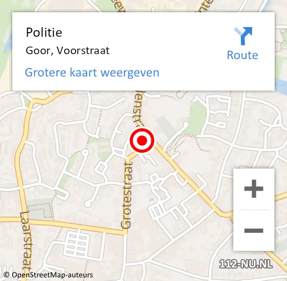 Locatie op kaart van de 112 melding: Politie Goor, Voorstraat op 21 augustus 2021 11:38