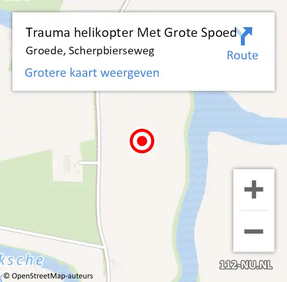 Locatie op kaart van de 112 melding: Trauma helikopter Met Grote Spoed Naar Groede, Scherpbierseweg op 21 augustus 2021 11:41