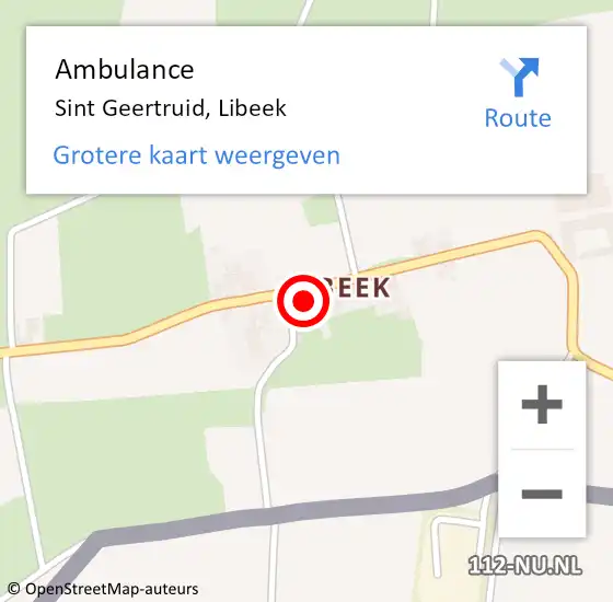 Locatie op kaart van de 112 melding: Ambulance Sint Geertruid, Libeek op 5 oktober 2013 17:07