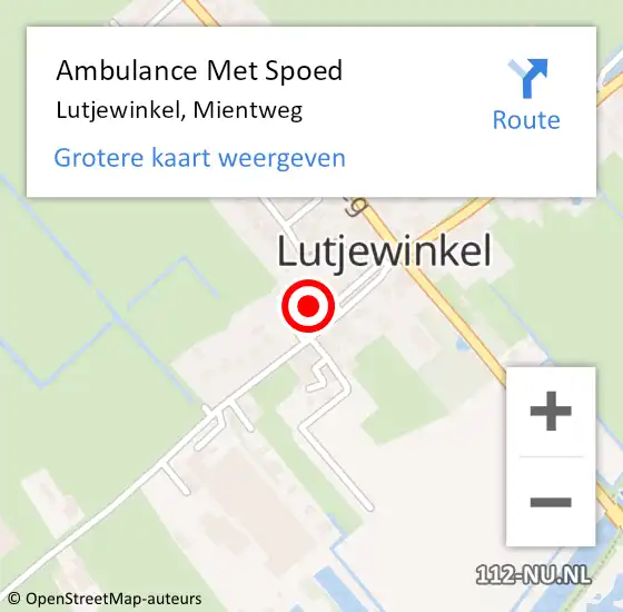 Locatie op kaart van de 112 melding: Ambulance Met Spoed Naar Lutjewinkel, Mientweg op 21 augustus 2021 12:56