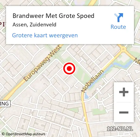 Locatie op kaart van de 112 melding: Brandweer Met Grote Spoed Naar Assen, Zuidenveld op 21 augustus 2021 13:17