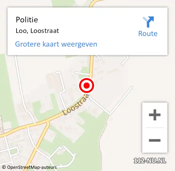 Locatie op kaart van de 112 melding: Politie Loo, Loostraat op 21 augustus 2021 13:34