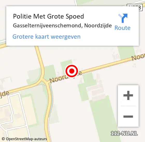 Locatie op kaart van de 112 melding: Politie Met Grote Spoed Naar Gasselternijveenschemond, Noordzijde op 21 augustus 2021 13:41