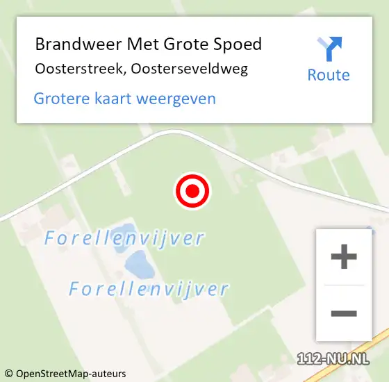 Locatie op kaart van de 112 melding: Brandweer Met Grote Spoed Naar Oosterstreek, Oosterseveldweg op 21 augustus 2021 13:57