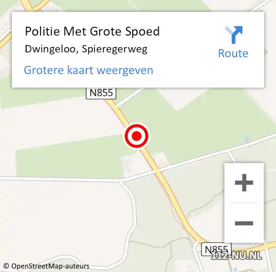 Locatie op kaart van de 112 melding: Politie Met Grote Spoed Naar Dwingeloo, Spieregerweg op 21 augustus 2021 14:10