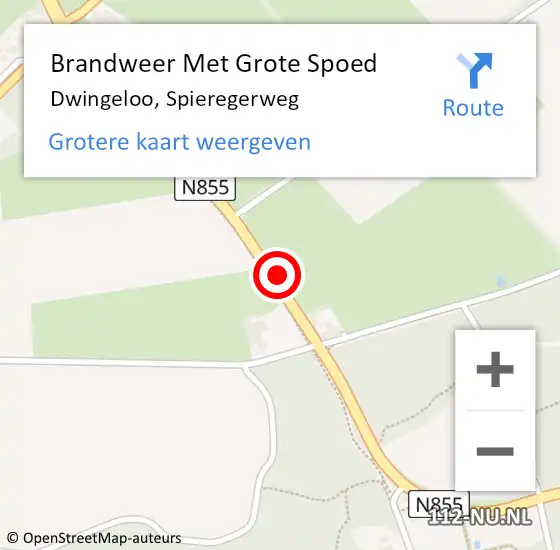 Locatie op kaart van de 112 melding: Brandweer Met Grote Spoed Naar Dwingeloo, Spieregerweg op 21 augustus 2021 14:12