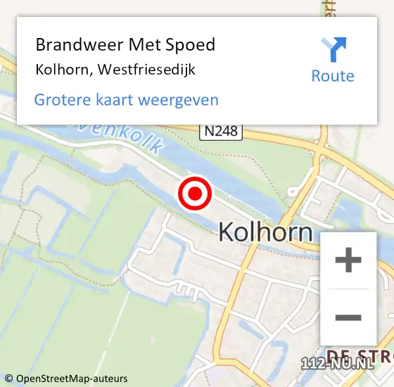 Locatie op kaart van de 112 melding: Brandweer Met Spoed Naar Kolhorn, Westfriesedijk op 21 augustus 2021 14:13