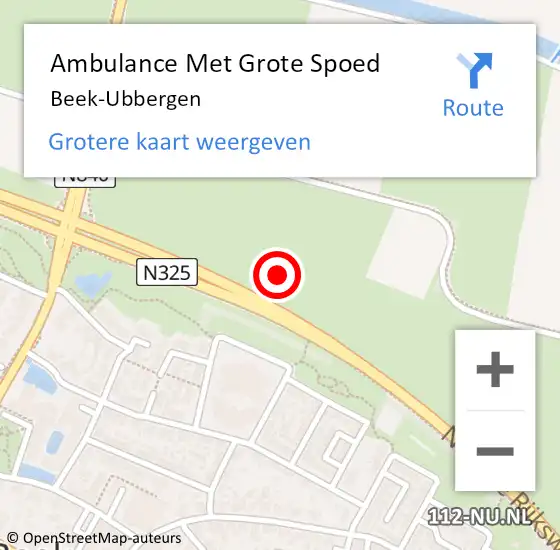 Locatie op kaart van de 112 melding: Ambulance Met Grote Spoed Naar Beek-Ubbergen op 21 augustus 2021 14:13