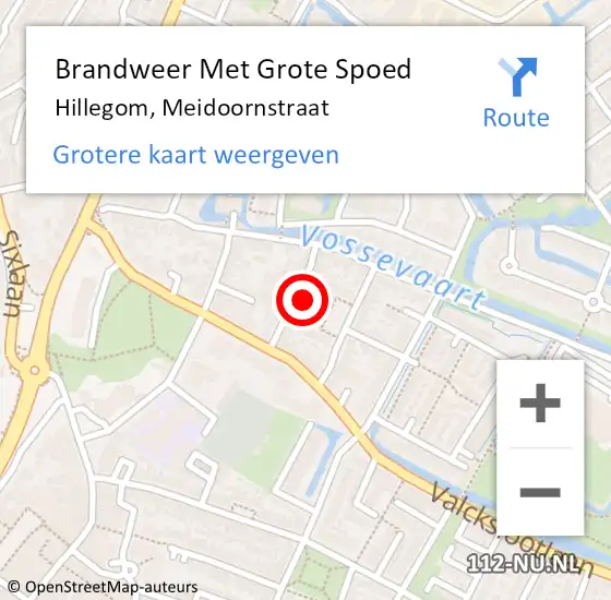 Locatie op kaart van de 112 melding: Brandweer Met Grote Spoed Naar Hillegom, Meidoornstraat op 21 augustus 2021 14:14