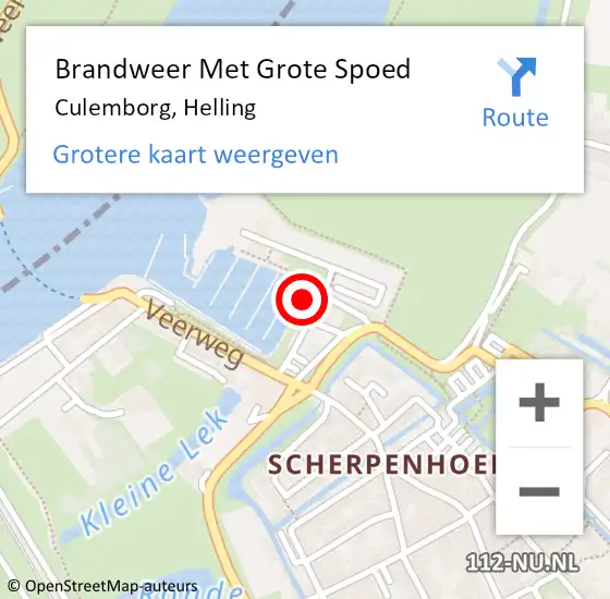 Locatie op kaart van de 112 melding: Brandweer Met Grote Spoed Naar Culemborg, Helling op 21 augustus 2021 14:15