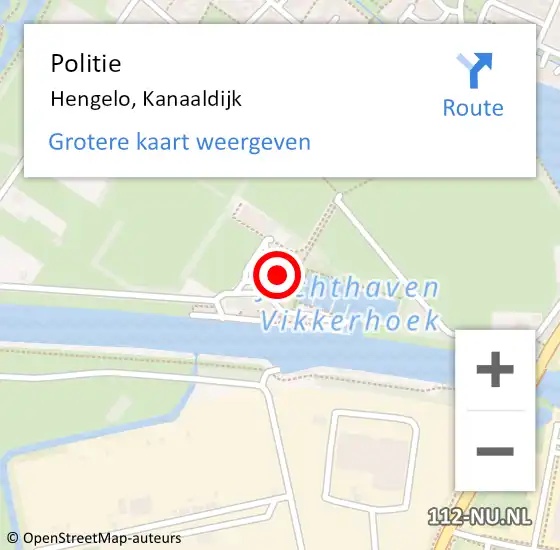 Locatie op kaart van de 112 melding: Politie Hengelo, Kanaaldijk op 21 augustus 2021 14:17