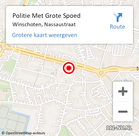 Locatie op kaart van de 112 melding: Politie Met Grote Spoed Naar Winschoten, Nassaustraat op 21 augustus 2021 14:21