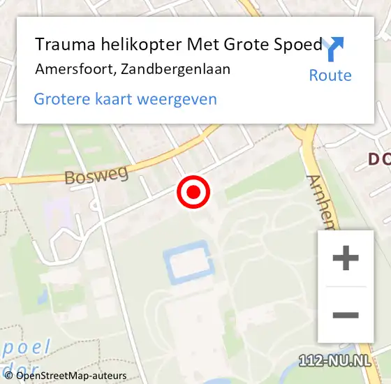 Locatie op kaart van de 112 melding: Trauma helikopter Met Grote Spoed Naar Amersfoort, Zandbergenlaan op 21 augustus 2021 14:45