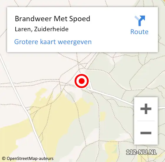 Locatie op kaart van de 112 melding: Brandweer Met Spoed Naar Laren, Zuiderheide op 21 augustus 2021 14:53