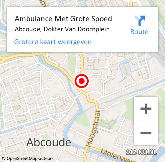 Locatie op kaart van de 112 melding: Ambulance Met Grote Spoed Naar Abcoude, Dokter Van Doornplein op 5 oktober 2013 17:08