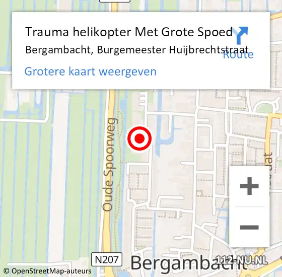 Locatie op kaart van de 112 melding: Trauma helikopter Met Grote Spoed Naar Bergambacht, Burgemeester Huijbrechtstraat op 21 augustus 2021 14:59