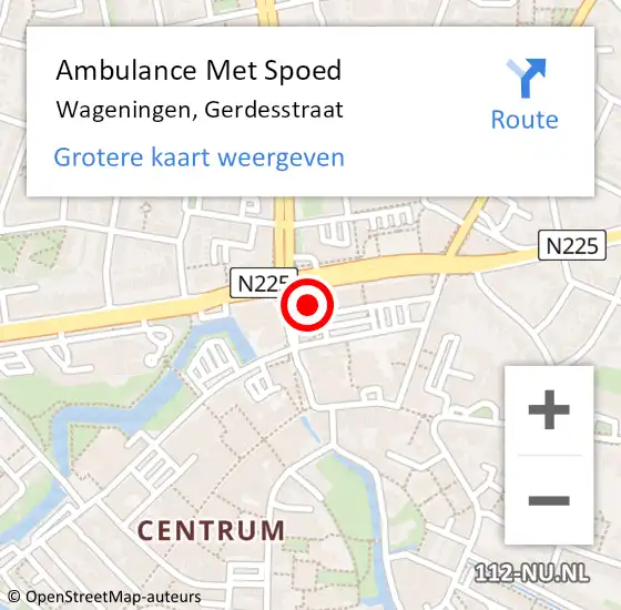 Locatie op kaart van de 112 melding: Ambulance Met Spoed Naar Wageningen, Gerdesstraat op 21 augustus 2021 15:04