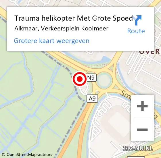 Locatie op kaart van de 112 melding: Trauma helikopter Met Grote Spoed Naar Alkmaar, Verkeersplein Kooimeer op 21 augustus 2021 15:14