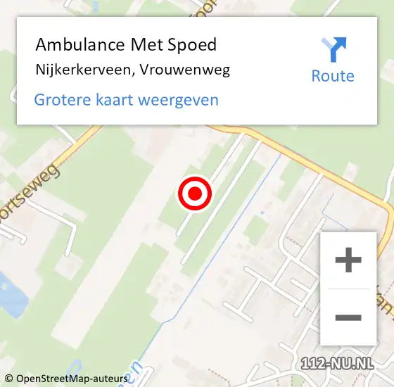Locatie op kaart van de 112 melding: Ambulance Met Spoed Naar Nijkerkerveen, Vrouwenweg op 21 augustus 2021 15:33