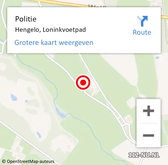 Locatie op kaart van de 112 melding: Politie Hengelo, Loninkvoetpad op 21 augustus 2021 15:37