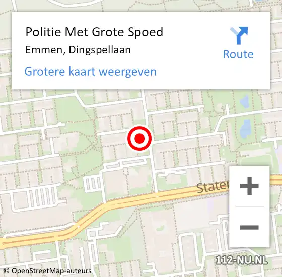 Locatie op kaart van de 112 melding: Politie Met Grote Spoed Naar Emmen, Dingspellaan op 21 augustus 2021 15:40