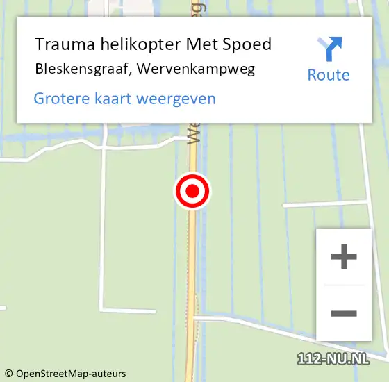 Locatie op kaart van de 112 melding: Trauma helikopter Met Spoed Naar Bleskensgraaf, Wervenkampweg op 21 augustus 2021 15:57