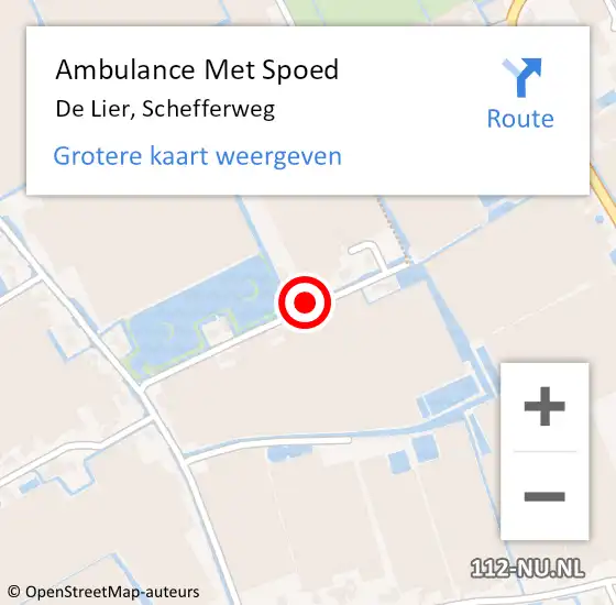 Locatie op kaart van de 112 melding: Ambulance Met Spoed Naar De Lier, Schefferweg op 21 augustus 2021 16:04