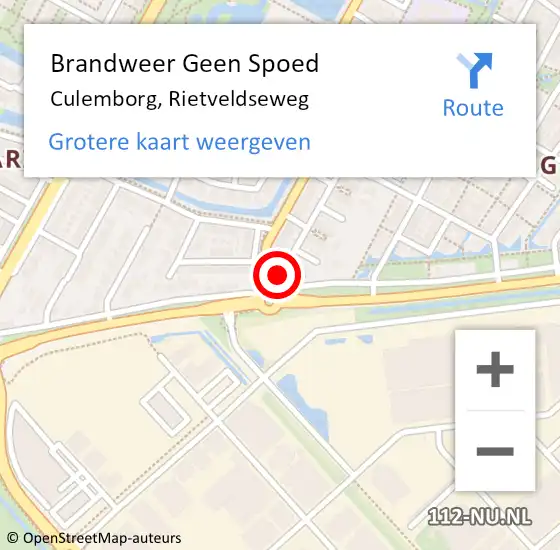 Locatie op kaart van de 112 melding: Brandweer Geen Spoed Naar Culemborg, Rietveldseweg op 21 augustus 2021 16:20