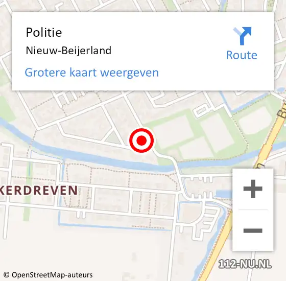 Locatie op kaart van de 112 melding: Politie Nieuw-Beijerland op 21 augustus 2021 16:25