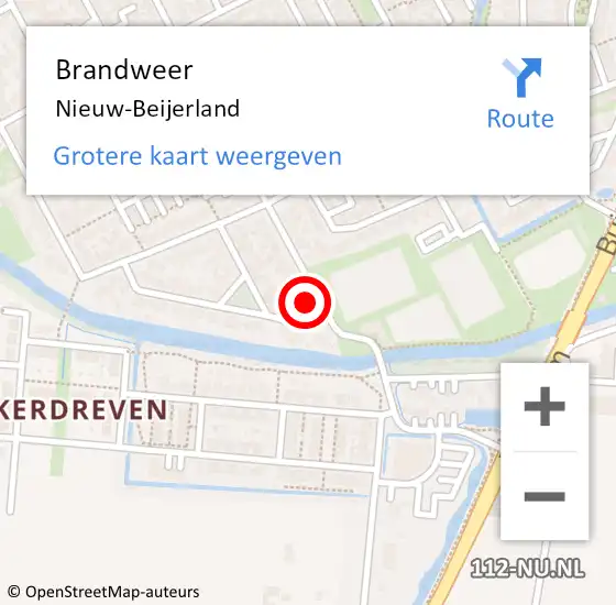 Locatie op kaart van de 112 melding: Brandweer Nieuw-Beijerland op 21 augustus 2021 16:30