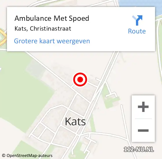 Locatie op kaart van de 112 melding: Ambulance Met Spoed Naar Kats, Christinastraat op 20 juni 2014 12:21