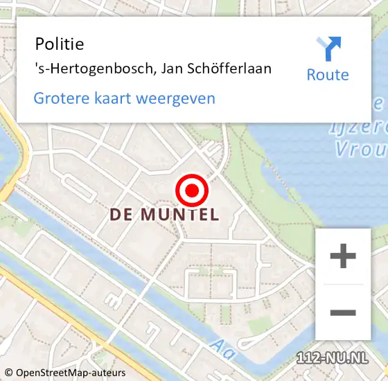 Locatie op kaart van de 112 melding: Politie 's-Hertogenbosch, Jan Schöfferlaan op 21 augustus 2021 17:00