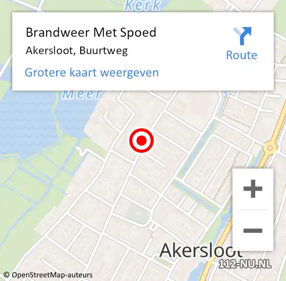 Locatie op kaart van de 112 melding: Brandweer Met Spoed Naar Akersloot, Buurtweg op 21 augustus 2021 17:03