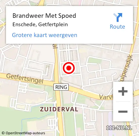 Locatie op kaart van de 112 melding: Brandweer Met Spoed Naar Enschede, Getfertplein op 21 augustus 2021 17:13