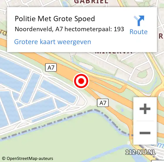 Locatie op kaart van de 112 melding: Politie Met Grote Spoed Naar Noordenveld, A7 hectometerpaal: 193 op 21 augustus 2021 17:36