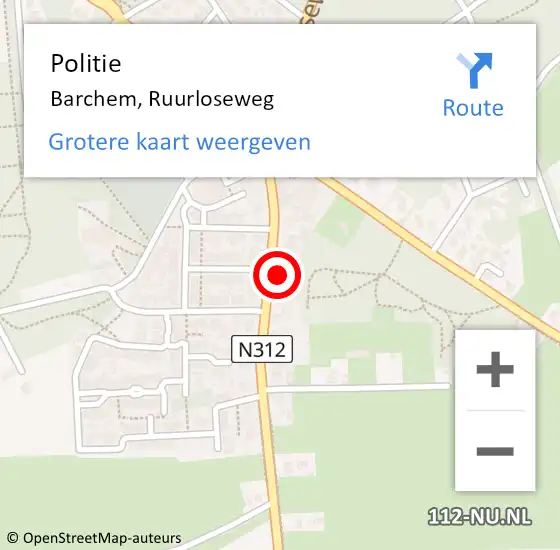 Locatie op kaart van de 112 melding: Politie Barchem, Ruurloseweg op 21 augustus 2021 17:36