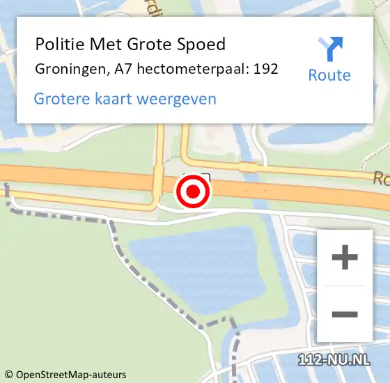Locatie op kaart van de 112 melding: Politie Met Grote Spoed Naar Groningen, A7 hectometerpaal: 192 op 21 augustus 2021 17:39