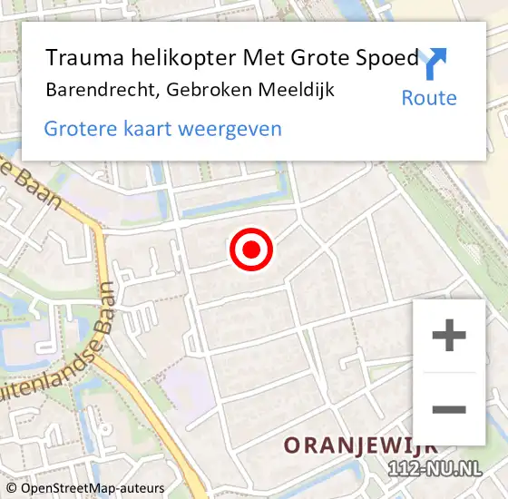 Locatie op kaart van de 112 melding: Trauma helikopter Met Grote Spoed Naar Barendrecht, Gebroken Meeldijk op 21 augustus 2021 17:39