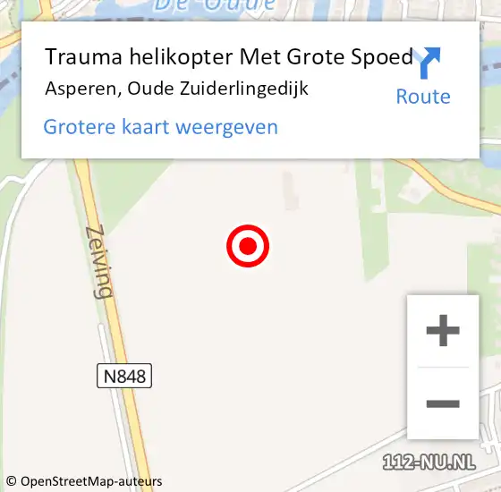 Locatie op kaart van de 112 melding: Trauma helikopter Met Grote Spoed Naar Asperen, Oude Zuiderlingedijk op 21 augustus 2021 17:48