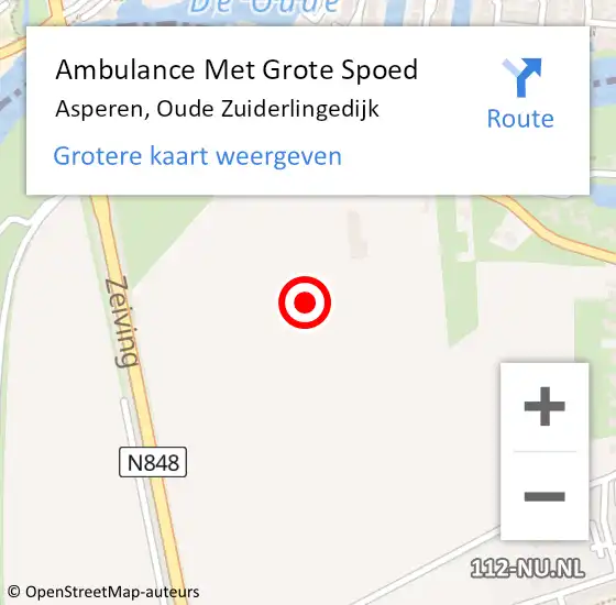 Locatie op kaart van de 112 melding: Ambulance Met Grote Spoed Naar Asperen, Oude Zuiderlingedijk op 21 augustus 2021 17:50