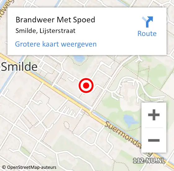 Locatie op kaart van de 112 melding: Brandweer Met Spoed Naar Smilde, Lijsterstraat op 21 augustus 2021 17:52