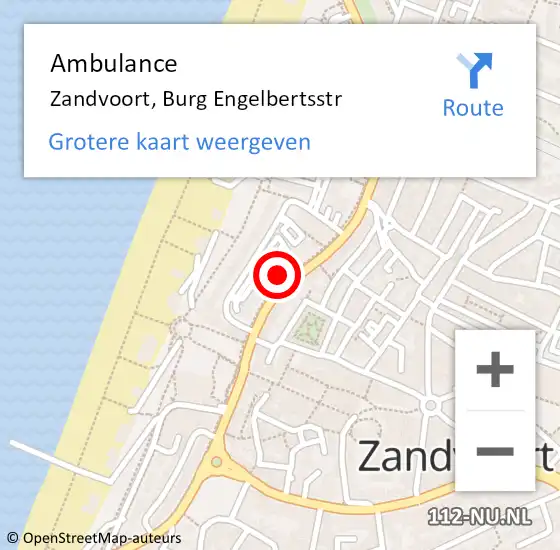 Locatie op kaart van de 112 melding: Ambulance Zandvoort, Burg Engelbertsstr op 21 augustus 2021 17:56