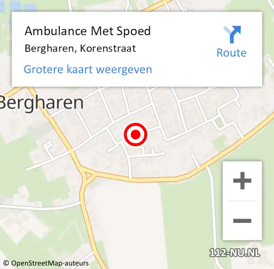 Locatie op kaart van de 112 melding: Ambulance Met Spoed Naar Bergharen, Korenstraat op 21 augustus 2021 18:07